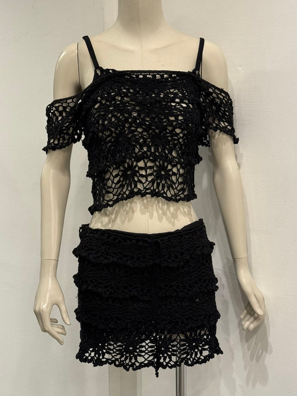 2000s Dolce & Gabbana crochet lace two piece set