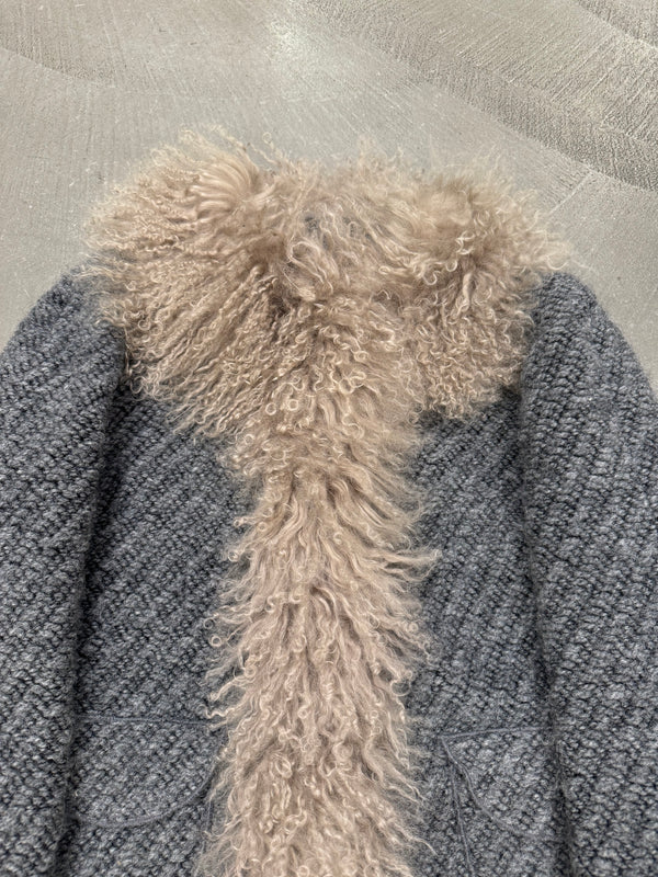 2000s Dolce & Gabbana real lamb wool fur jacket