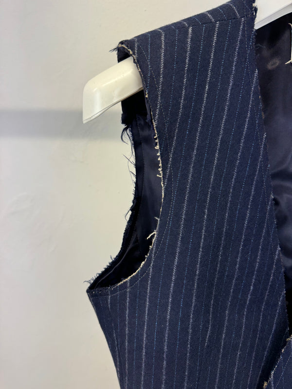 2000s Maison Margiela artisanal distressed pinstripe vest