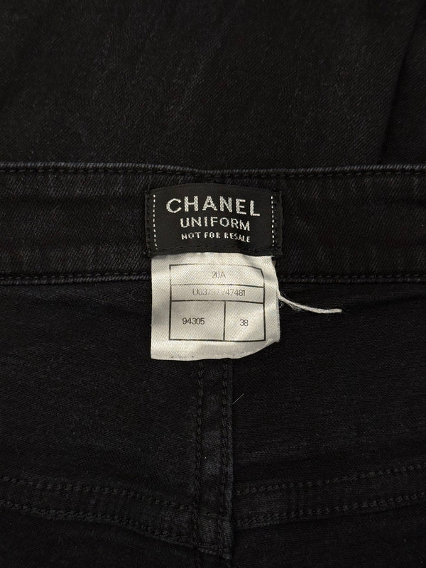 2000s Chanel black uniform slim jeans