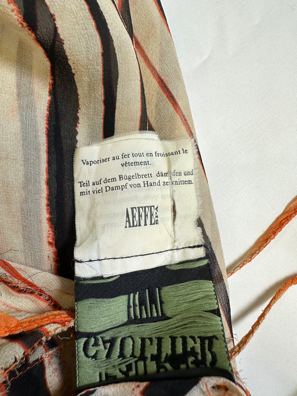 S/S 2001 Jean Paul Gaultier silk stripe mesh sheer dress