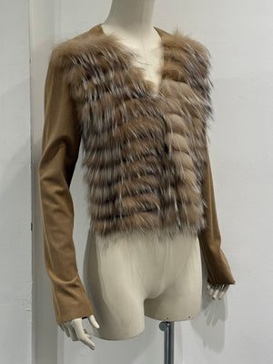 2000s Gianfranco Ferré wool fox fur cardigan