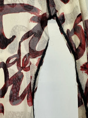 AW2001 Jean Paul Gaultier Blood Script sheer mesh top