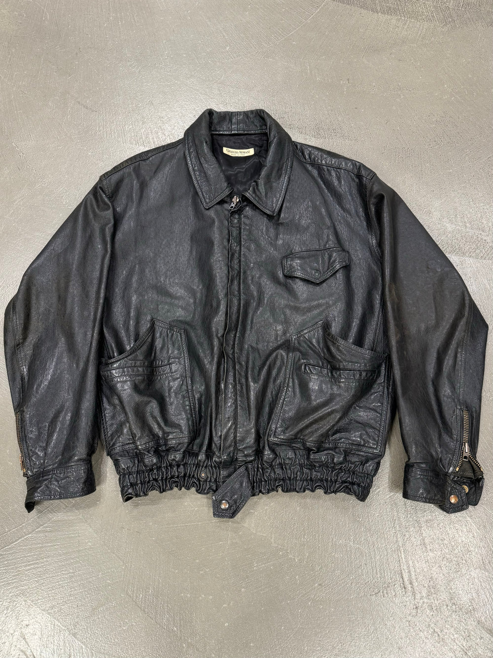 A/W1982 Giorgio Armani leather cargo bomber jacket