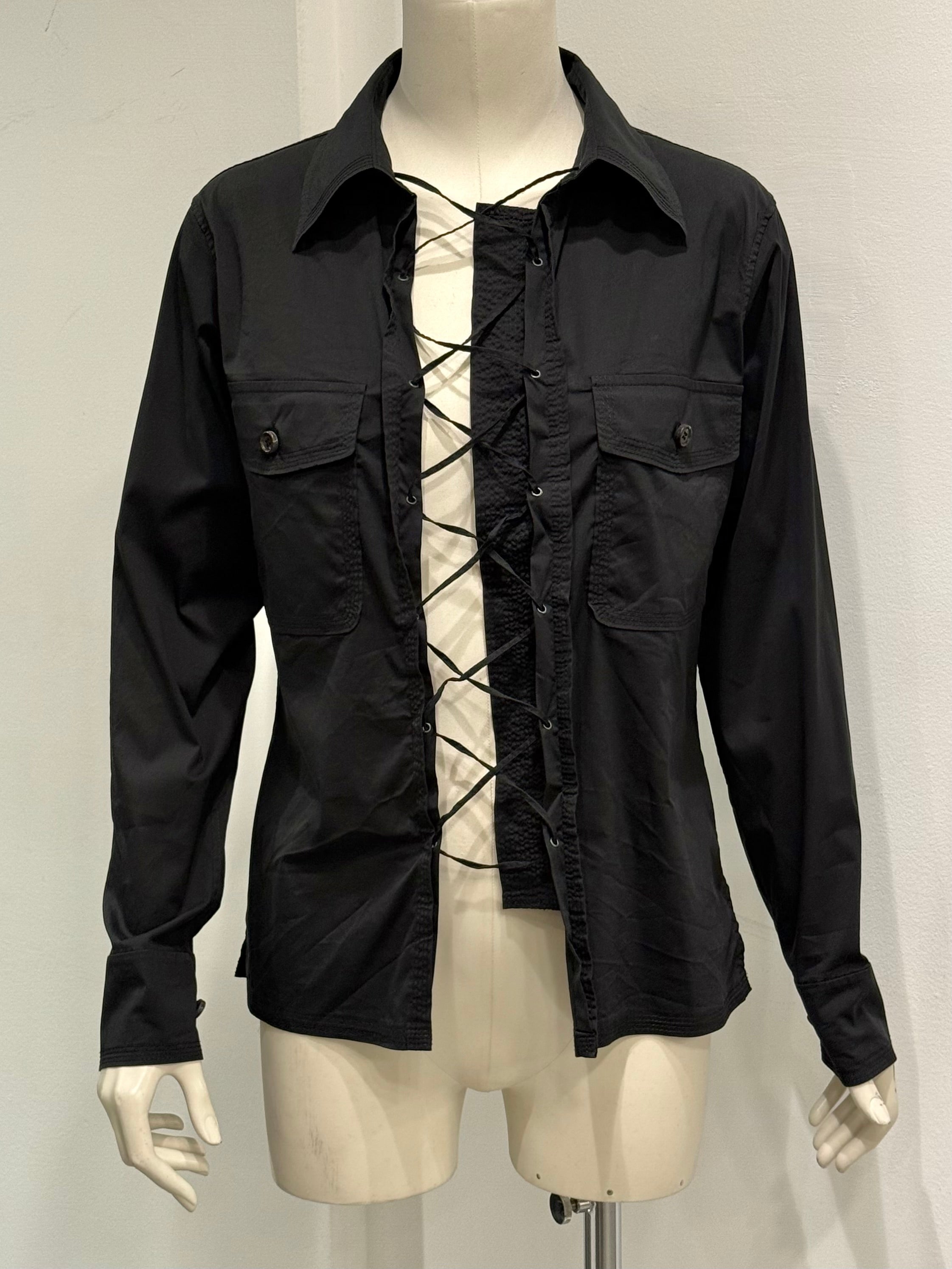 Yves Saint Laurent YSL by Tom Ford Burgundy Lace Up Blouse