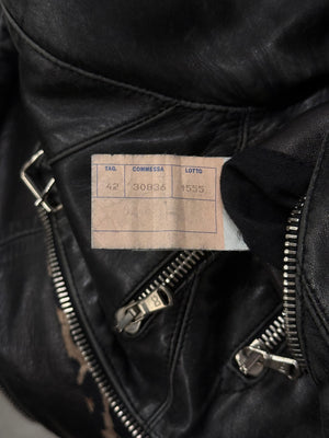 2001 Dolce & Gabbana multi zip faded distressed biker leather jacket