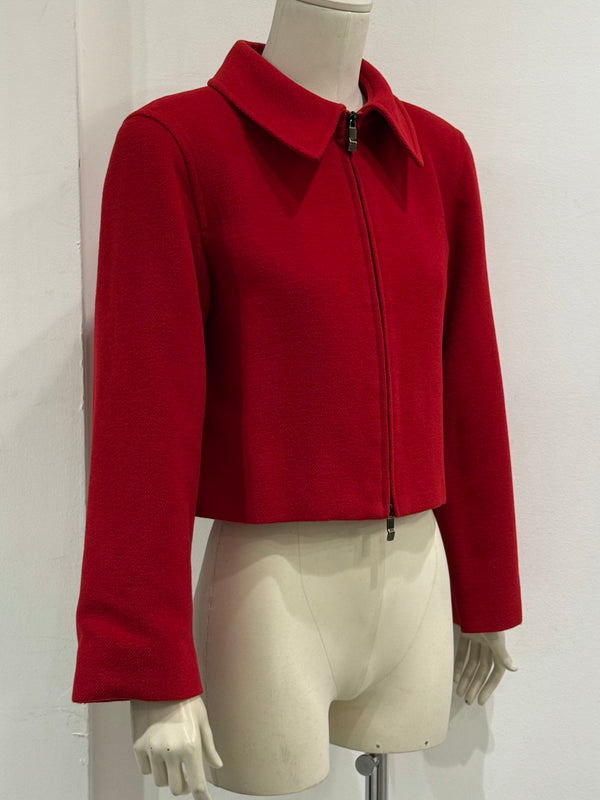 1980s Claude Montana red cropped jacket