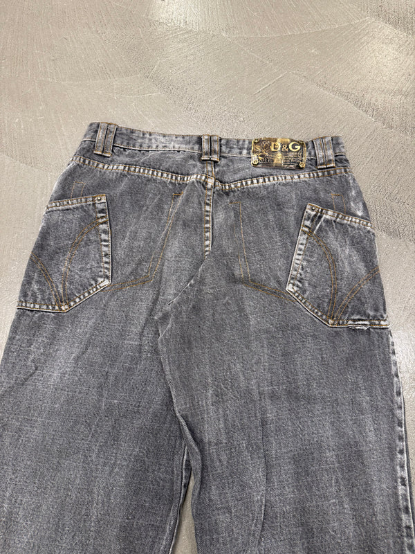 A/W2003 Dolce & Gabbana asymmetrical faded baggy jeans