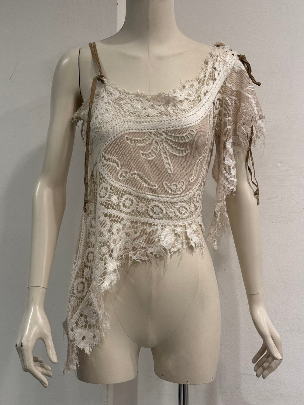 2000s Dolce & Gabbana crochet suede strap top