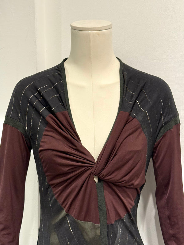 2000s Jean Paul Gaultier patchwork twist-front dress