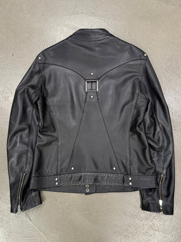 2000s Versace bondage utility leather jacket