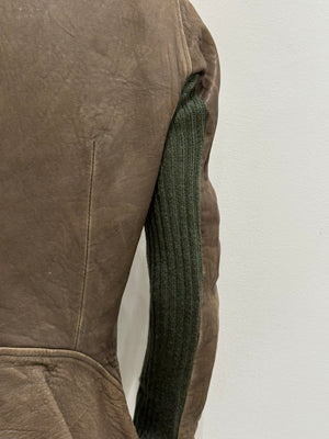 2000s Rick Owens tail distressed leather jacket