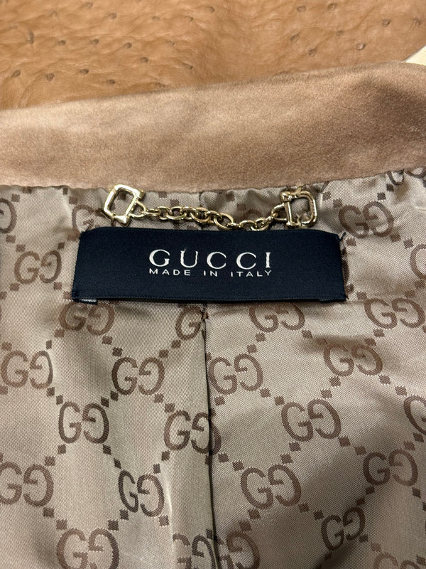 2010 Gucci By Frida Giannini ostrich leather color block jacket