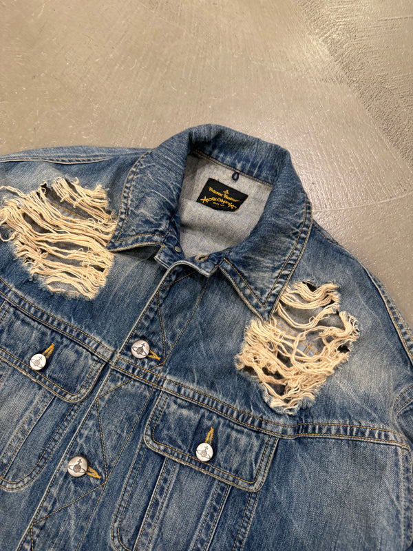 2000s Vivienne Westwood distressed oversized denim jacket