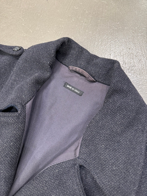1990s Emporio Armani double breasted zipper military wool jacket