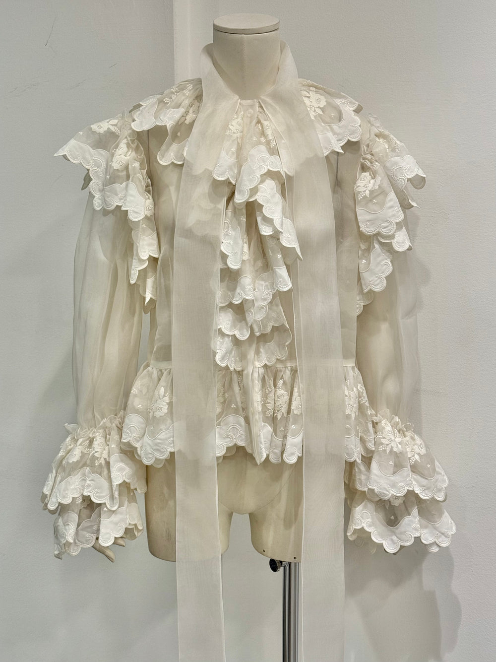 2020s Dolce & Gabbana Sheer ribbon-tie corset blouse shirt