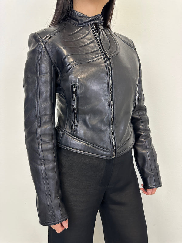 AW2000 Gucci by Tom Ford spiral biker leather jacket