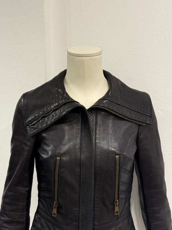 A/W2003 Gucci by tom Ford paneled moto leather jacket