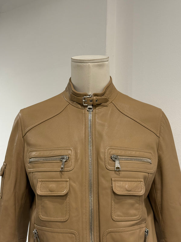 2000s Dolce & Gabbana multi pocket leather jacket