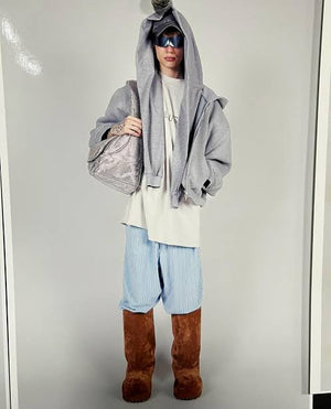 2024 Balenciaga incognito double sleeve oversized zip-up hoodie