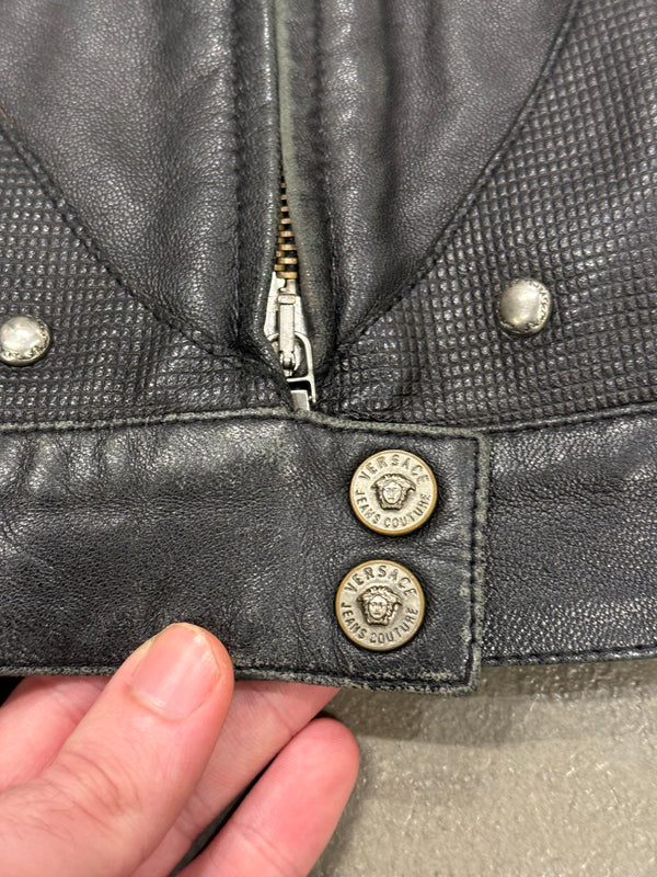 2000s Versace bondage utility leather jacket