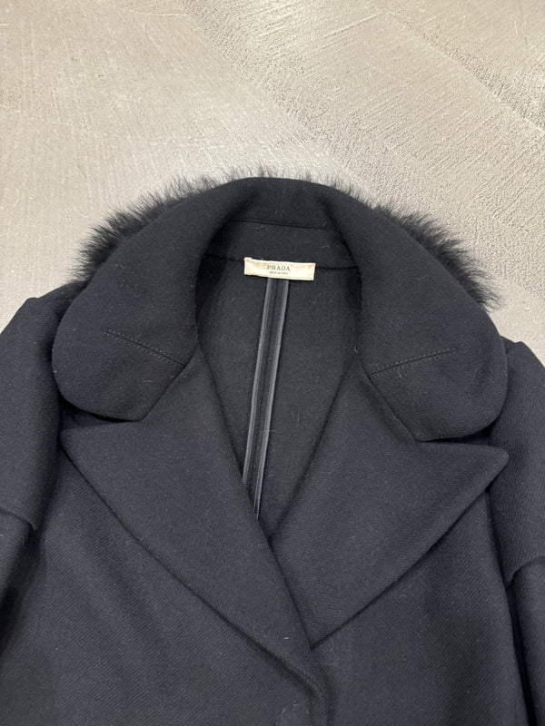 2000s Prada real fur wool coat