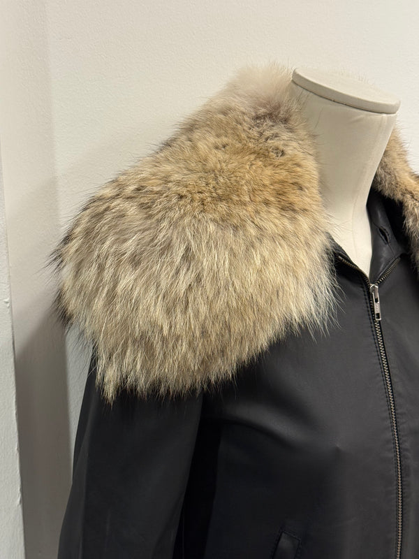 2008 Maison Margiela Coyote fur aviator leather jacket
