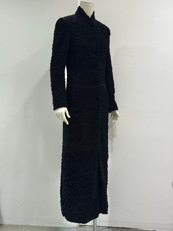 2000s Giorgio Armani astrakhan mandarin long coat