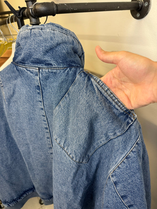 1980s Katharine Hamnett padded denim double breasted bomber