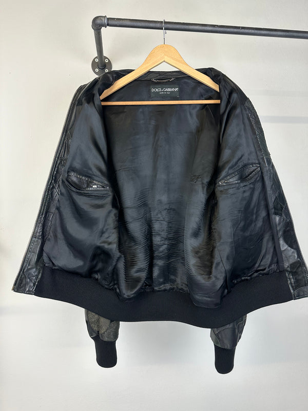 AW2008 Dolce & Gabbana patchwork bomber leather jacket