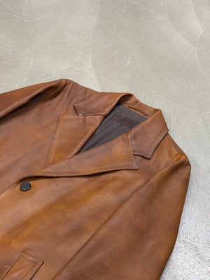 F/W2002 Prada runway distressed leather trench coat