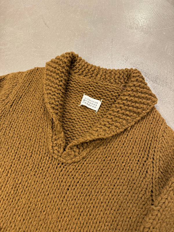 1990s Maison Margiela Miss Deanna Heavy Knit Shawl Collar Sweater