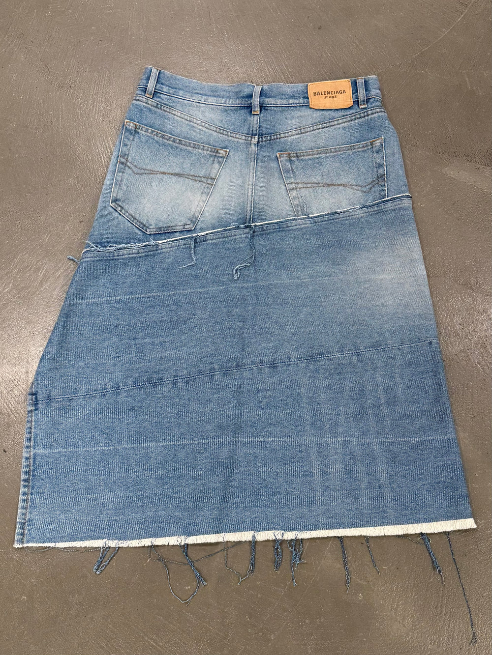 2020 Balenciaga asymmetrical patchwork midi skirt