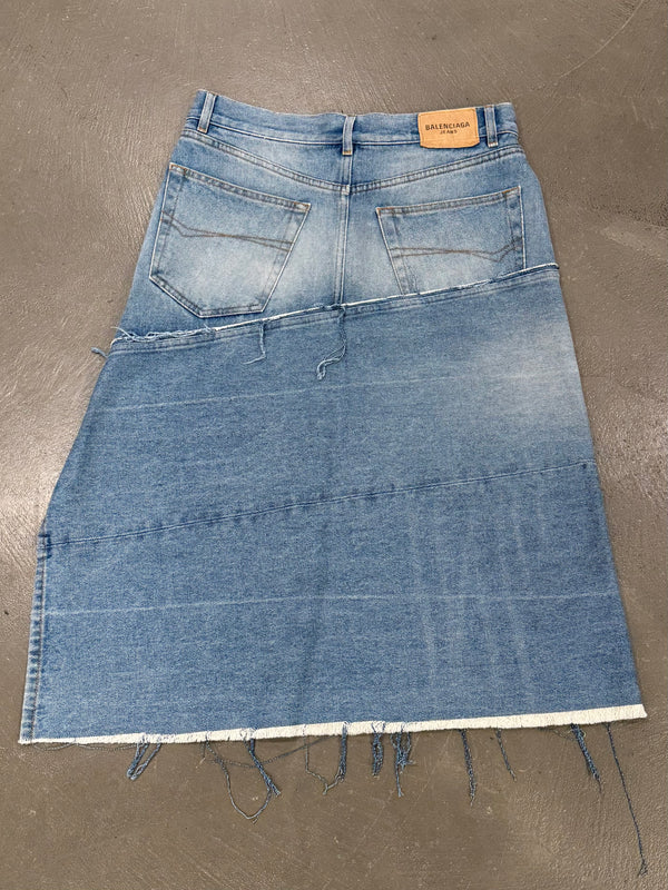 2020 Balenciaga asymmetrical patchwork midi skirt
