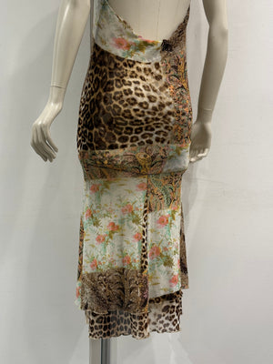 2000s Roberto Cavalli animal print patchwork dress