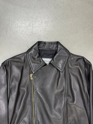 1990s Gianni Versace asymmetric leather biker jacket
