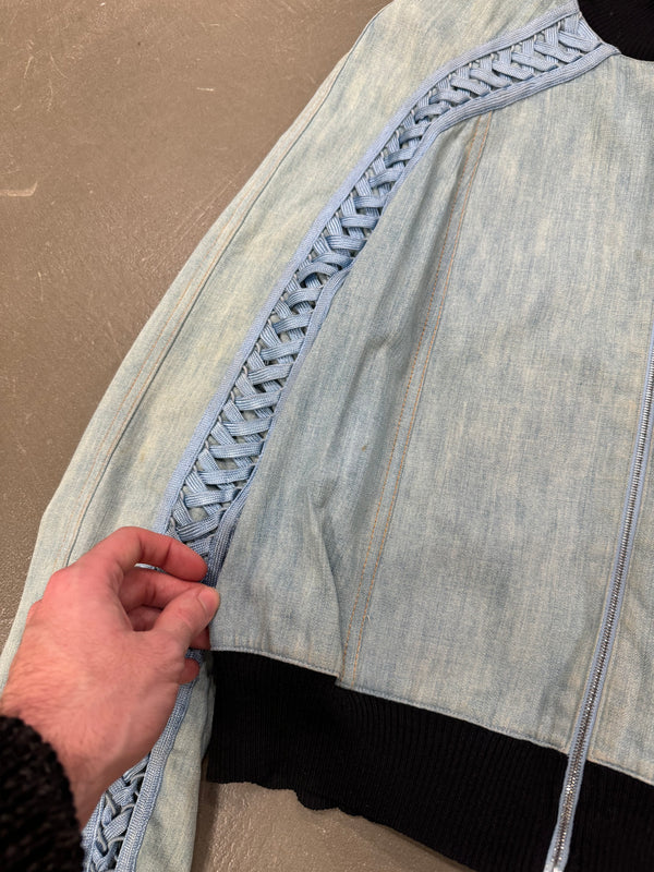 2002 Christian Dior by John Galliano lace-up denim bomber jacket