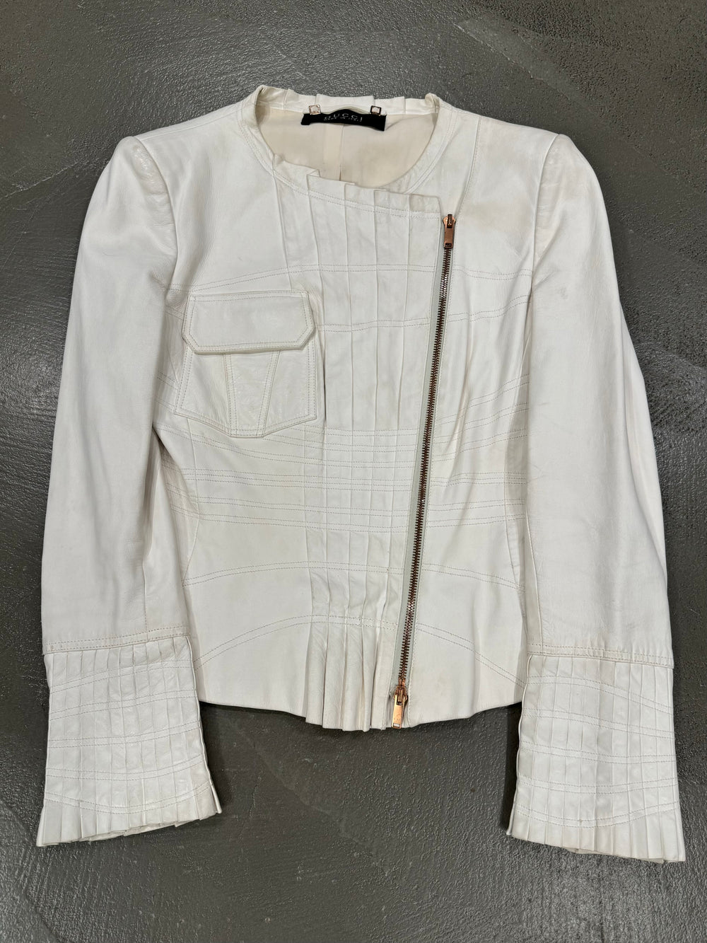 S/S 2004 Gucci by Tom Ford paneled leather jacket