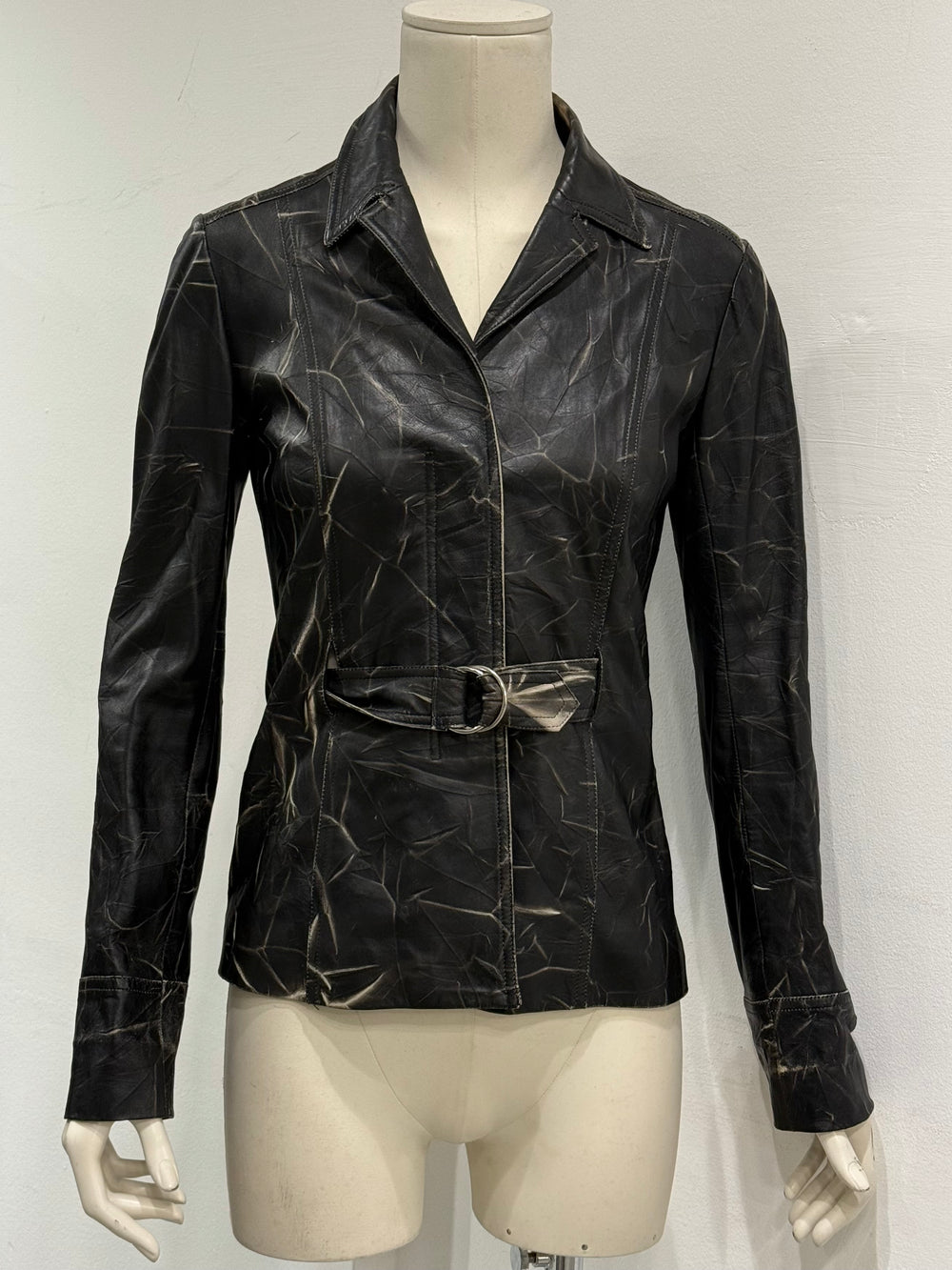 2000s Plein Sud dyed effect distressed leather jacket