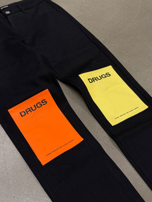 A/W2018/2019 Raf Simons drugs patchwork black coated denim