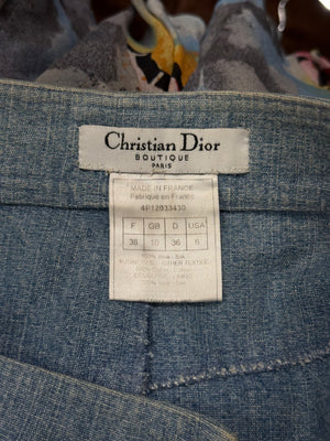 S/S2004 Christian Dior by John Galliano denim silk patchwork mini skirt