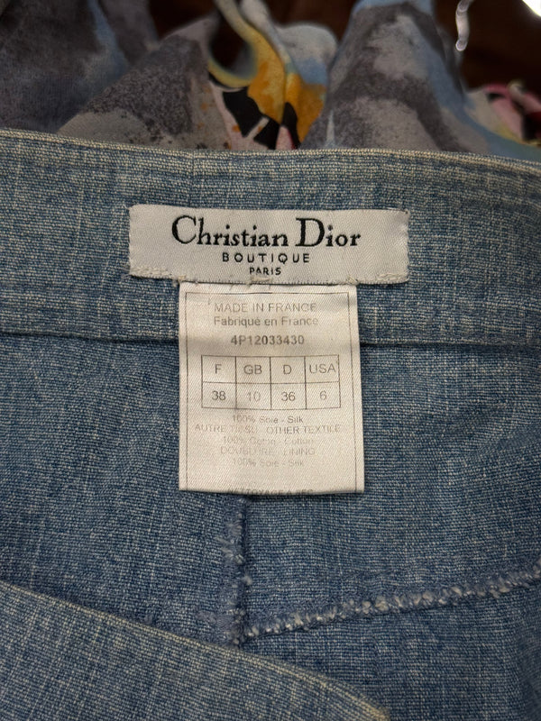 S/S2004 Christian Dior by John Galliano denim silk patchwork mini skirt