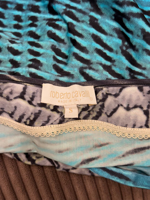 S/S2001 Roberto Cavalli Psychedelic print chain evening dress