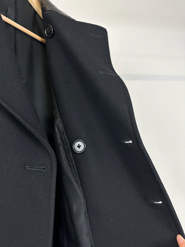 AW2001 Helmut Lang double breasted leather mask coat