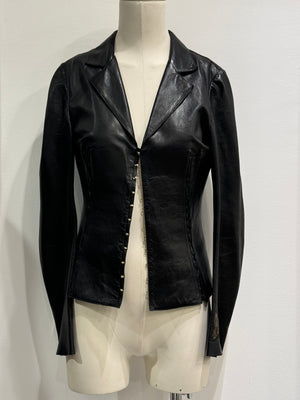Roberto Cavalli gold butterfly embroidery leather jacket