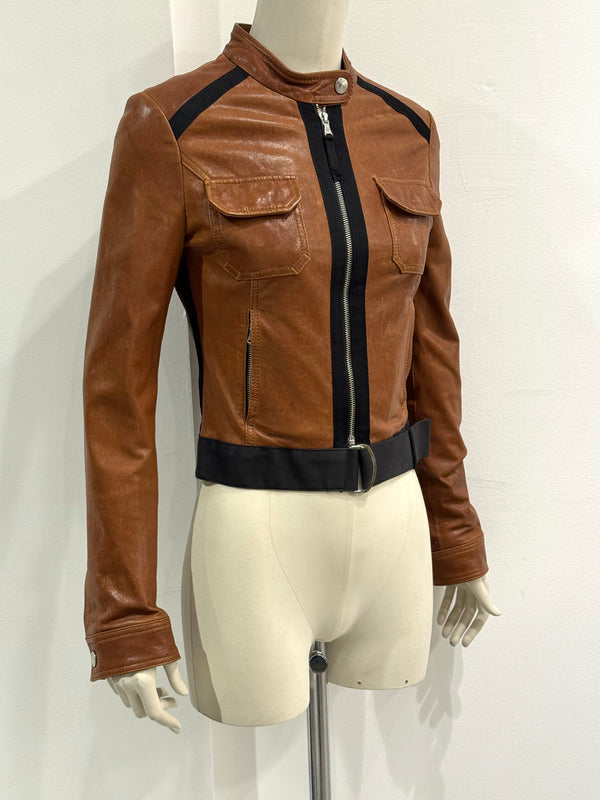 2000s Dolce & Gabbana paneled moto jacket