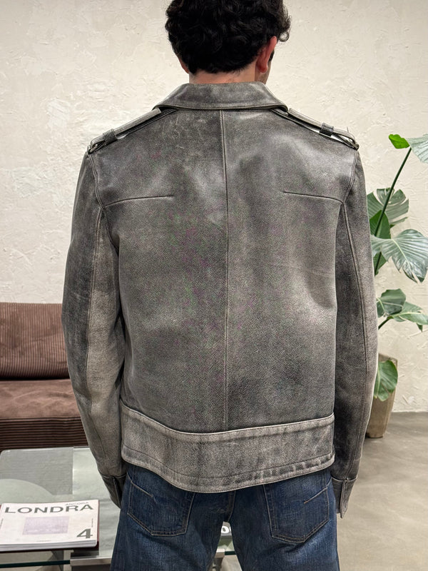 A/W2002 Dior by Hedi Slimane distressed leather jacket