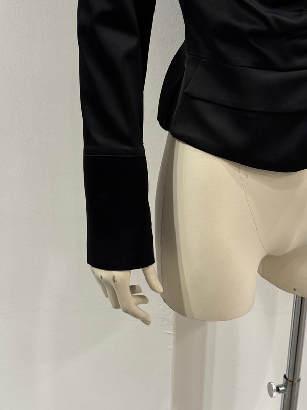 2000s Roberto Cavalli ruched velvet trimmed jacket