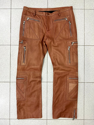 SS2002 Dolce & Gabbana leather zipper flight cargo pants