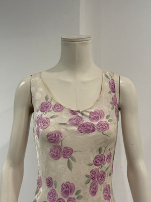 S/S1999 Christian Dior by John Galliano floral silk lace trim dress